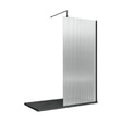 [BEFL1810BP] Balterley 8mm Fluted Toughened Safety Glass Wetroom Screen with Support Bar: 1000x1850mm, Black - Cutout