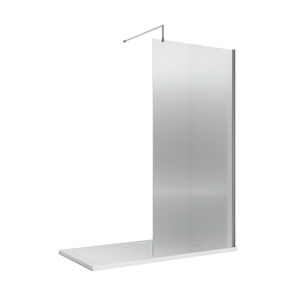 [BEFL1810] Shebdon 8mm Toughened Safety Glass Wetroom Screen with Support Bar, H: 1850mm, Choice of Size and Colour - Cutout