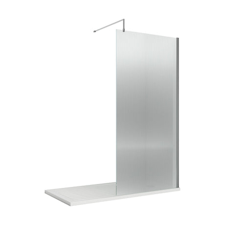 [BEFL1810] Shebdon 8mm Toughened Safety Glass Wetroom Screen with Support Bar, H: 1850mm, Choice of Size and Colour - Cutout