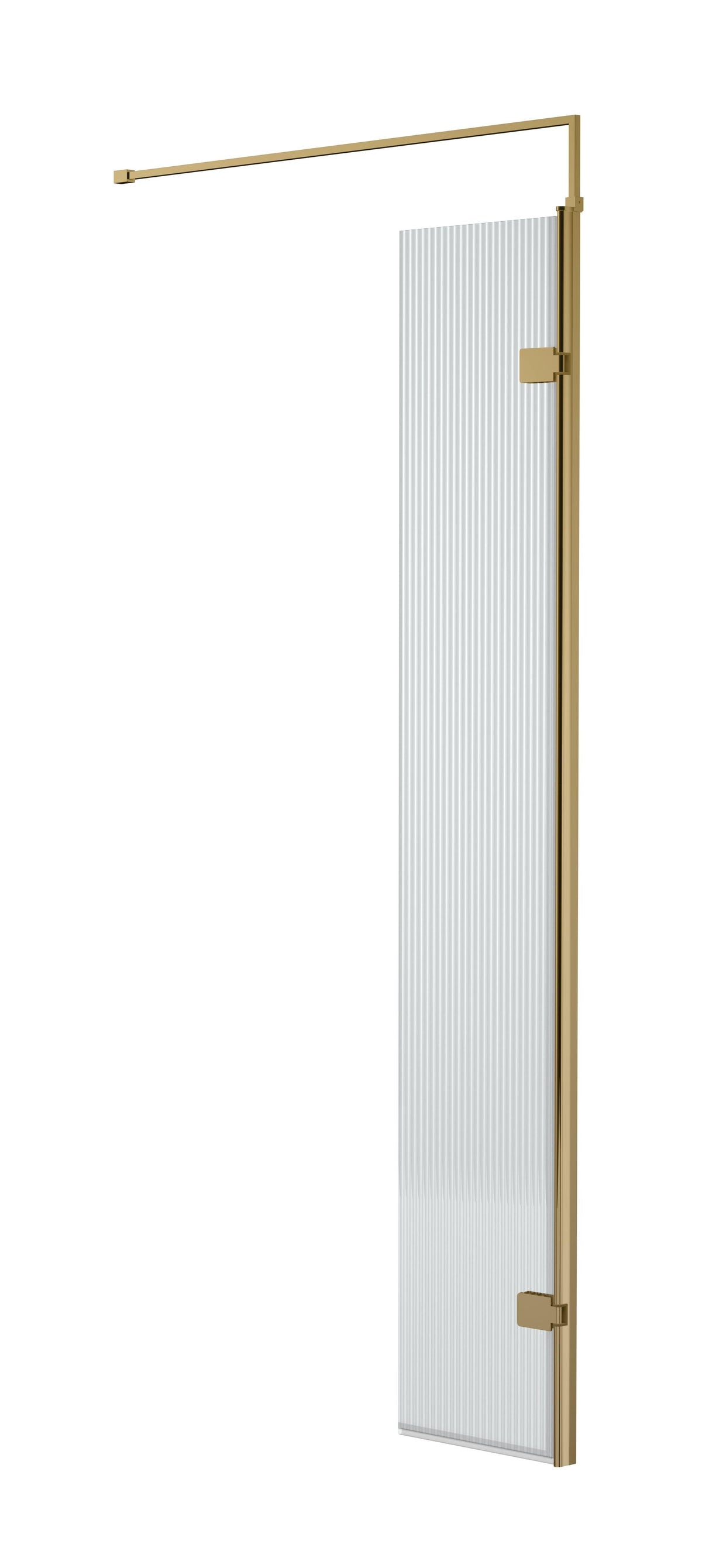 [BEFL1830BB] Shebdon 8mm Fluted Toughened Safety Glass Hinged Return Screen with Support Bar: 300mm, Choice of Colour - Cutout
