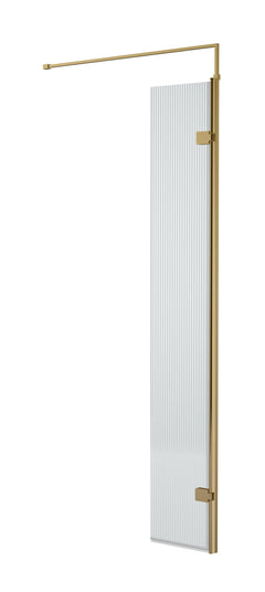 [BEFL1830BB] Shebdon 8mm Fluted Toughened Safety Glass Hinged Return Screen with Support Bar: 300mm, Choice of Colour - Cutout