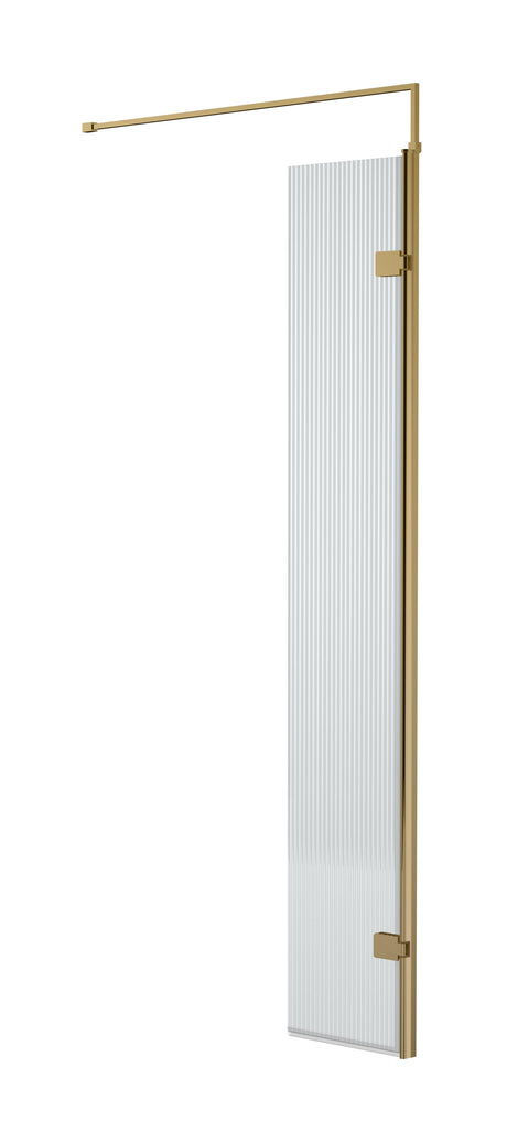 [BEFL1830BB] Shebdon 8mm Fluted Toughened Safety Glass Hinged Return Screen with Support Bar: 300mm, Choice of Colour - Cutout
