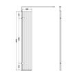 [BEFL1830BP] Balterley 8mm Fluted Toughened Safety Glass Hinged Return Screen with Support Bar: 300mm, Black - Technical Drawing