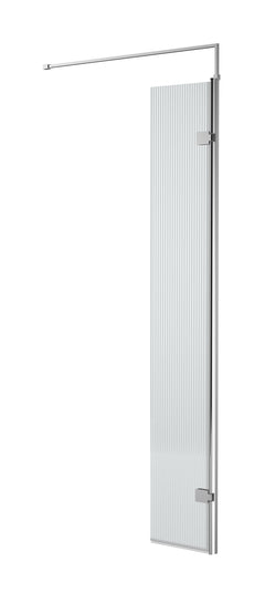 [BEFL1830] Shebdon 8mm Fluted Toughened Safety Glass Hinged Return Screen with Support Bar: 300mm, Choice of Colour - Cutout
