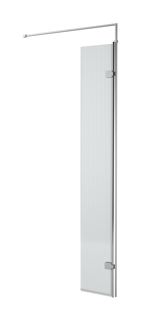 [BEFL1830] Shebdon 8mm Fluted Toughened Safety Glass Hinged Return Screen with Support Bar: 300mm, Choice of Colour - Cutout