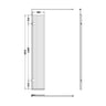 [BEFL1830] Shebdon 8mm Fluted Toughened Safety Glass Hinged Return Screen with Support Bar: 300mm, Choice of Colour - Technical Drawing