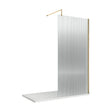 [BEFL1880BB] Balterley 8mm Fluted Toughened Safety Glass Wetroom Screen with Support Bar: 1850mm x 800mm, Brushed Brass - Cutout
