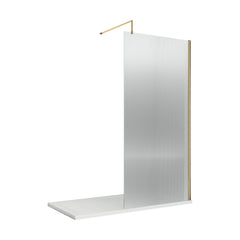 [BEFL1880BB] Shebdon 8mm Toughened Safety Glass Wetroom Screen with Support Bar, H: 1850mm, Choice of Size and Colour - Cutout