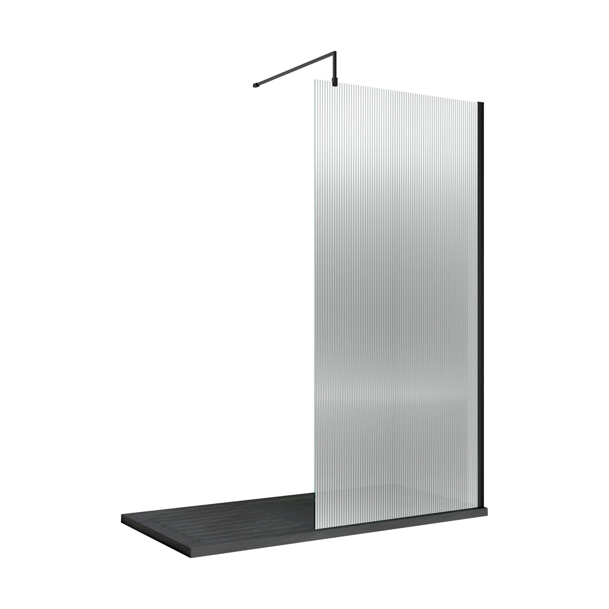 [BEFL1880BP] Shebdon 8mm Toughened Safety Glass Wetroom Screen with Support Bar, H: 1850mm, Choice of Size and Colour - Cutout