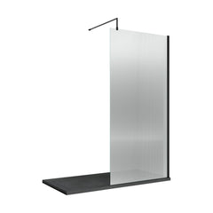 [BEFL1880BP] Shebdon 8mm Toughened Safety Glass Wetroom Screen with Support Bar, H: 1850mm, Choice of Size and Colour - Cutout