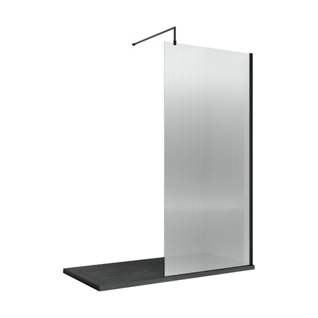 [BEFL1880BP] Shebdon 8mm Toughened Safety Glass Wetroom Screen with Support Bar, H: 1850mm, Choice of Size and Colour - Cutout