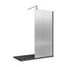 [BEFL1880BP] Shebdon 8mm Toughened Safety Glass Wetroom Screen with Support Bar, H: 1850mm, Choice of Size and Colour - Cutout