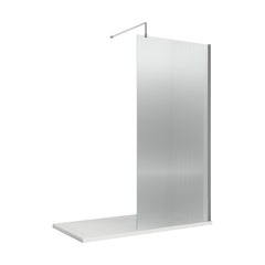 [BEFL1890] Balterley 8mm Fluted Toughened Safety Glass Wetroom Screen with Support Bar: 1850mm x 900mm, Chrome - Cutout
