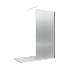 [BEFL1890] Shebdon 8mm Toughened Safety Glass Wetroom Screen with Support Bar, H: 1850mm, Choice of Size and Colour - Cutout