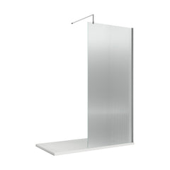 [BEFL19510] Balterley Contemporary Bathroom 8mm Fluted Glass Wetroom Screen with Support Bar, 1950 x 800 x 14mm, Polished Chrome - Cutout
