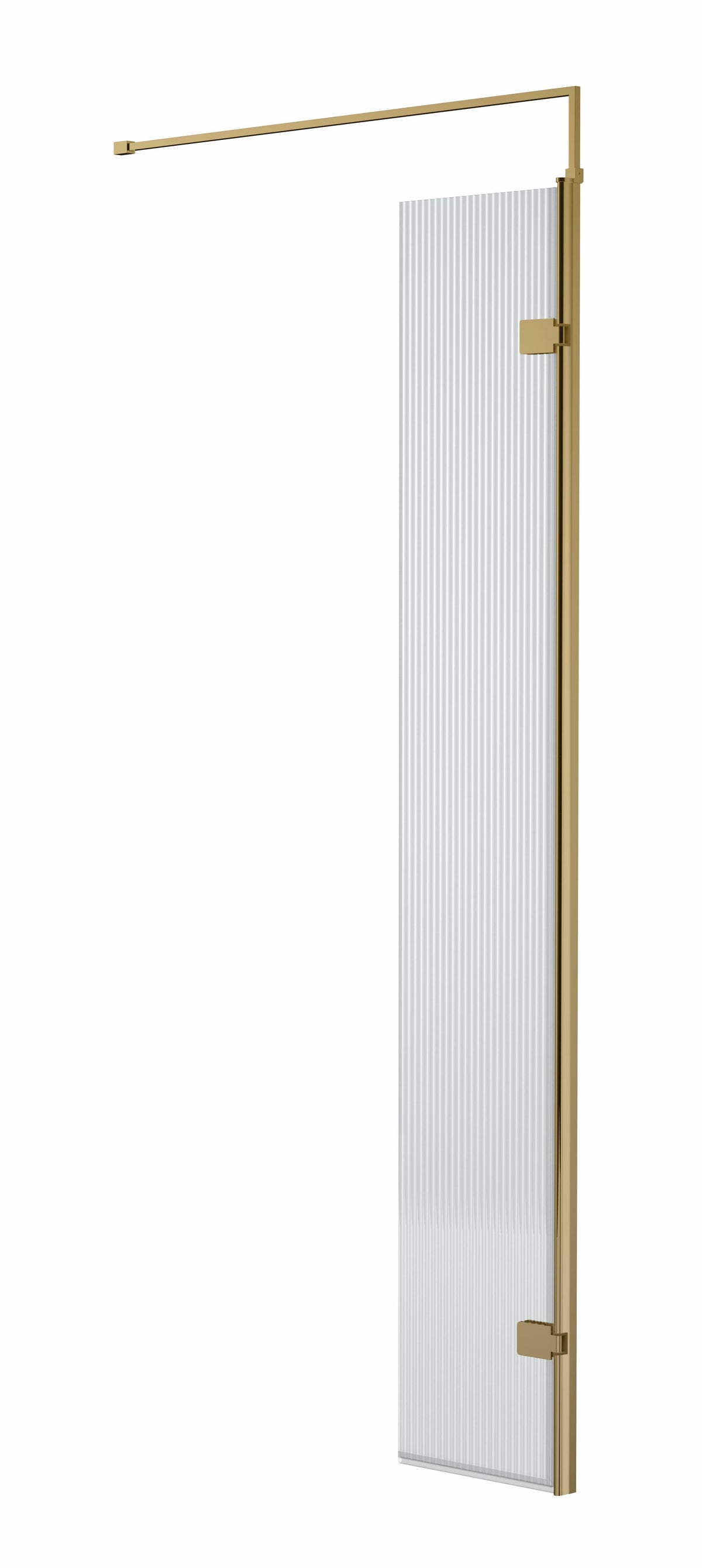 [BEFL19530BB] Balterley Contemporary Bathroom 8mm Fluted Glass Wetroom Hinged Screen with Support Bar, Chrome Finish, 1950 x 322 x 27mm - Cutout