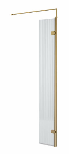 [BEFL19530BB] Balterley Contemporary Bathroom 8mm Fluted Glass Wetroom Hinged Screen with Support Bar, Chrome Finish, 1950 x 322 x 27mm - Cutout