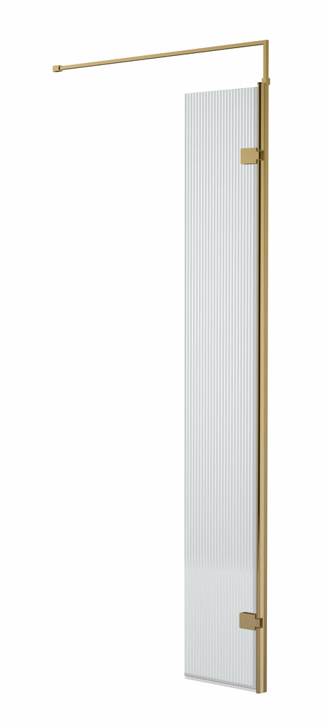 [BEFL19530BB] Balterley Contemporary Bathroom 8mm Fluted Glass Wetroom Hinged Screen with Support Bar, Chrome Finish, 1950 x 322 x 27mm - Cutout