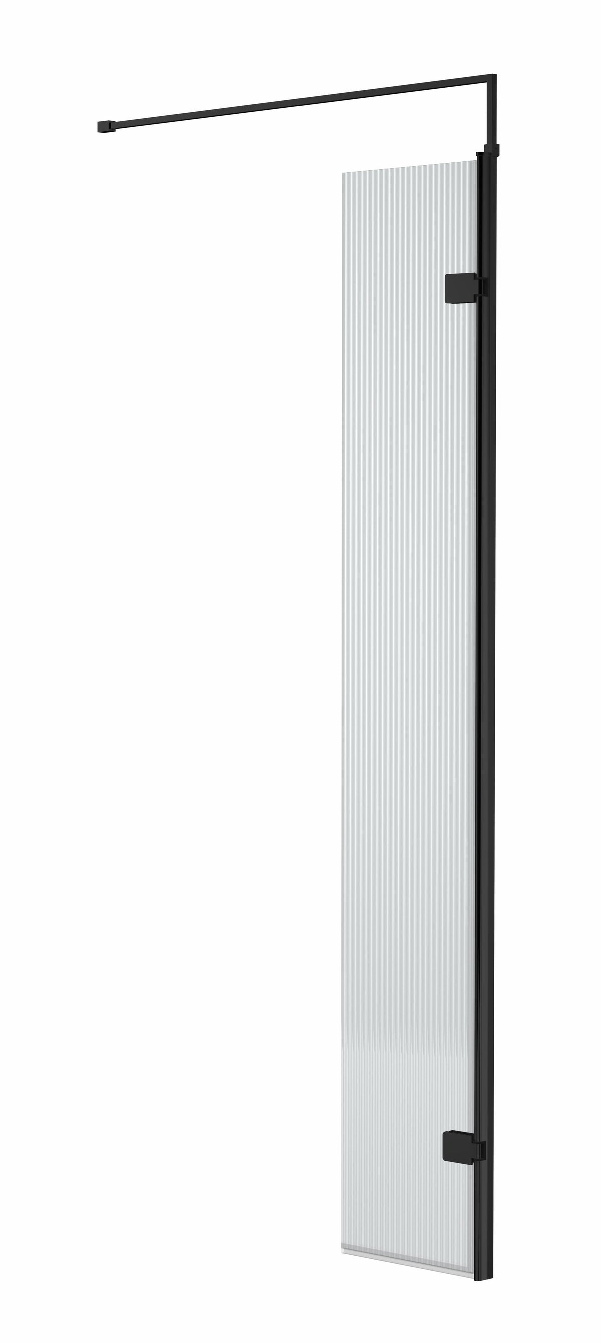 [BEFL19530BP] Balterley Contemporary Bathroom 8mm Fluted Glass Wetroom Hinged Screen with Support Bar, Chrome Finish, 1950 x 322 x 27mm - Cutout
