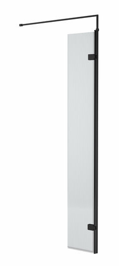 [BEFL19530BP] Balterley Contemporary Bathroom 8mm Fluted Glass Wetroom Hinged Screen with Support Bar, Chrome Finish, 1950 x 322 x 27mm - Cutout