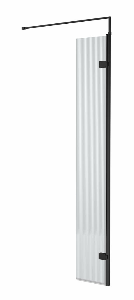[BEFL19530BP] Balterley Contemporary Bathroom 8mm Fluted Glass Wetroom Hinged Screen with Support Bar, Chrome Finish, 1950 x 322 x 27mm - Cutout