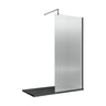 [BEFL19580MB] Balterley Contemporary Bathroom 8mm Fluted Glass Wetroom Screen with Support Bar, 1950 x 800 x 14mm, Polished Chrome - Cutout