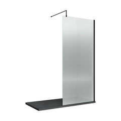[BEFL19590MB] Balterley Contemporary Bathroom 8mm Fluted Glass Wetroom Screen with Support Bar, 1950 x 800 x 14mm, Polished Chrome - Cutout