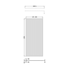 [BEFL19590] Balterley Contemporary Bathroom 8mm Fluted Glass Wetroom Screen with Support Bar, 1950 x 800 x 14mm, Polished Chrome - Technical Drawing