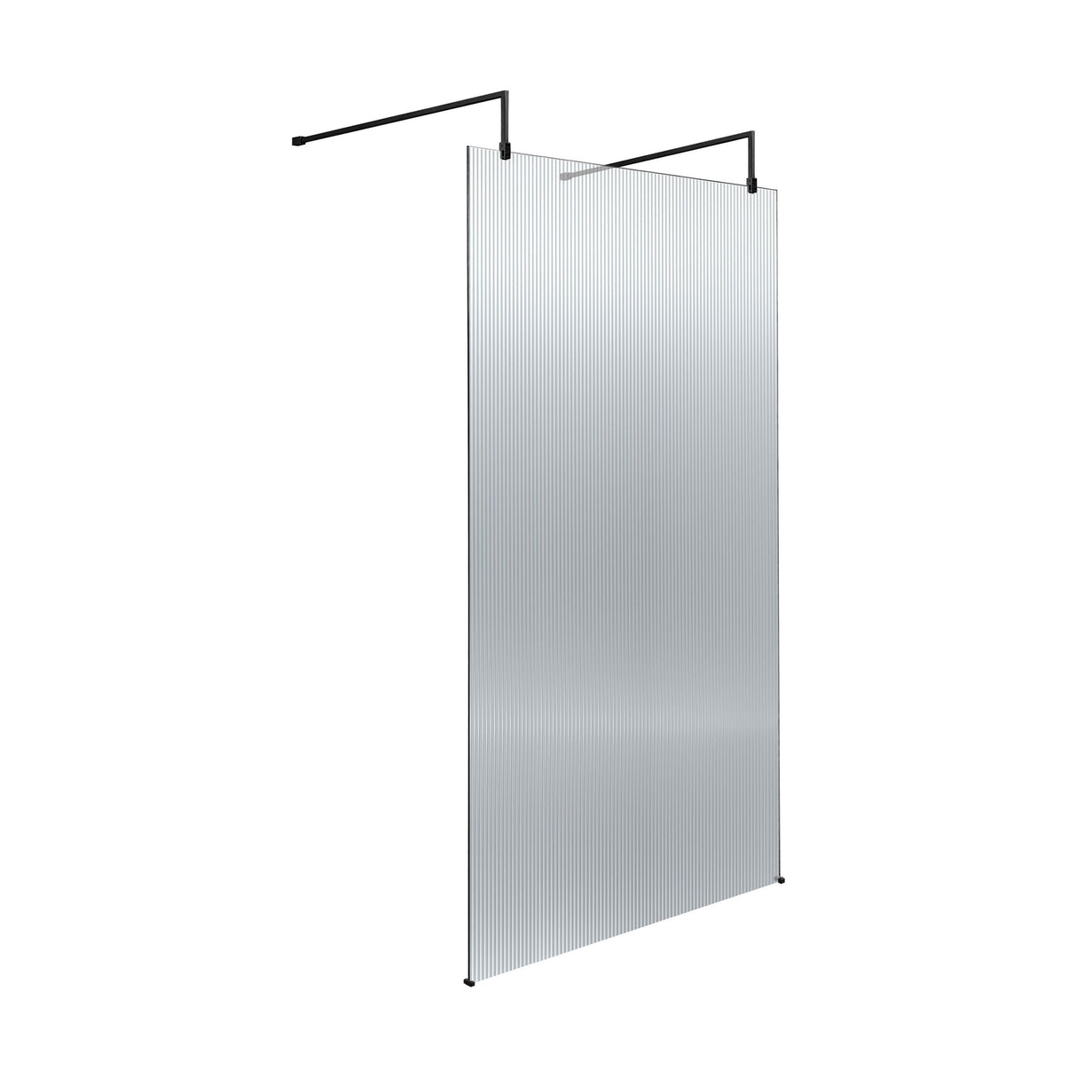 [BEFLAF1000MB] Balterley Contemporary Bathroom 8mm Fluted Glass Wetroom Screen with Arms & Feet, 2091 x 770 x 1000mm, Polished Chrome - Cutout