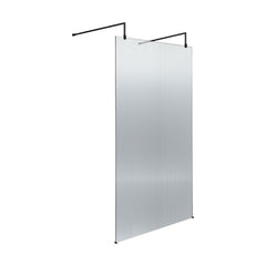 [BEFLAF1000MB] Balterley Contemporary Bathroom 8mm Fluted Glass Wetroom Screen with Arms & Feet, 2091 x 770 x 1000mm, Polished Chrome - Cutout