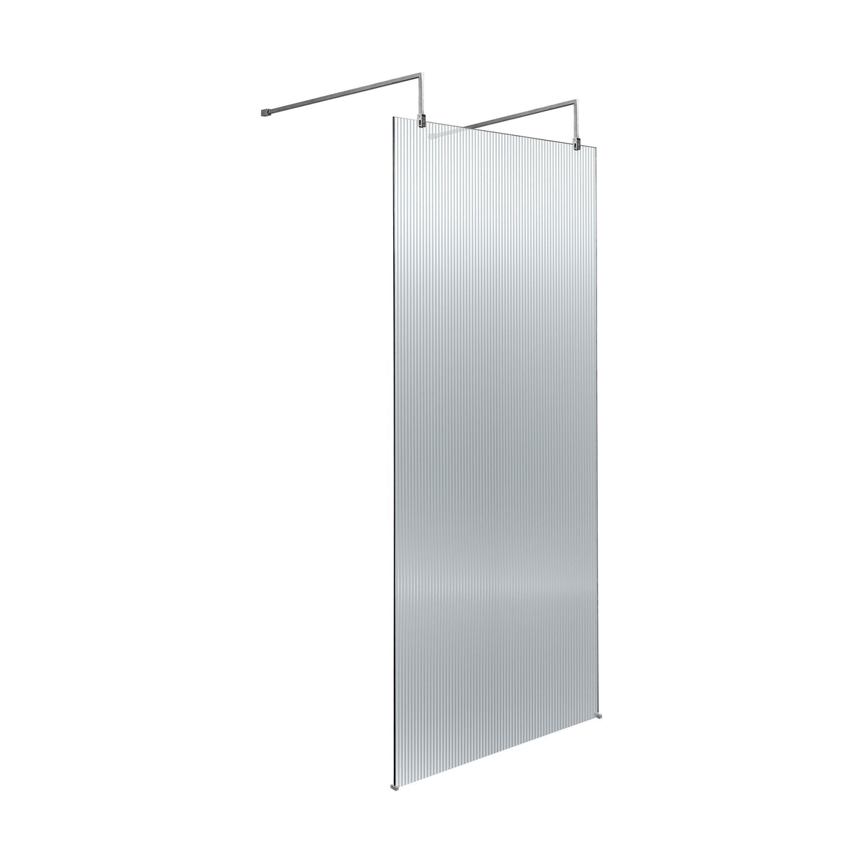 [BEFLAF800CP] Balterley Contemporary Bathroom 8mm Fluted Glass Wetroom Screen with Arms & Feet, 2091 x 770 x 1000mm, Polished Chrome - Cutout