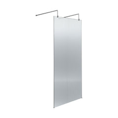 [BEFLAF800CP] Balterley Contemporary Bathroom 8mm Fluted Glass Wetroom Screen with Arms & Feet, 2091 x 770 x 1000mm, Polished Chrome - Cutout