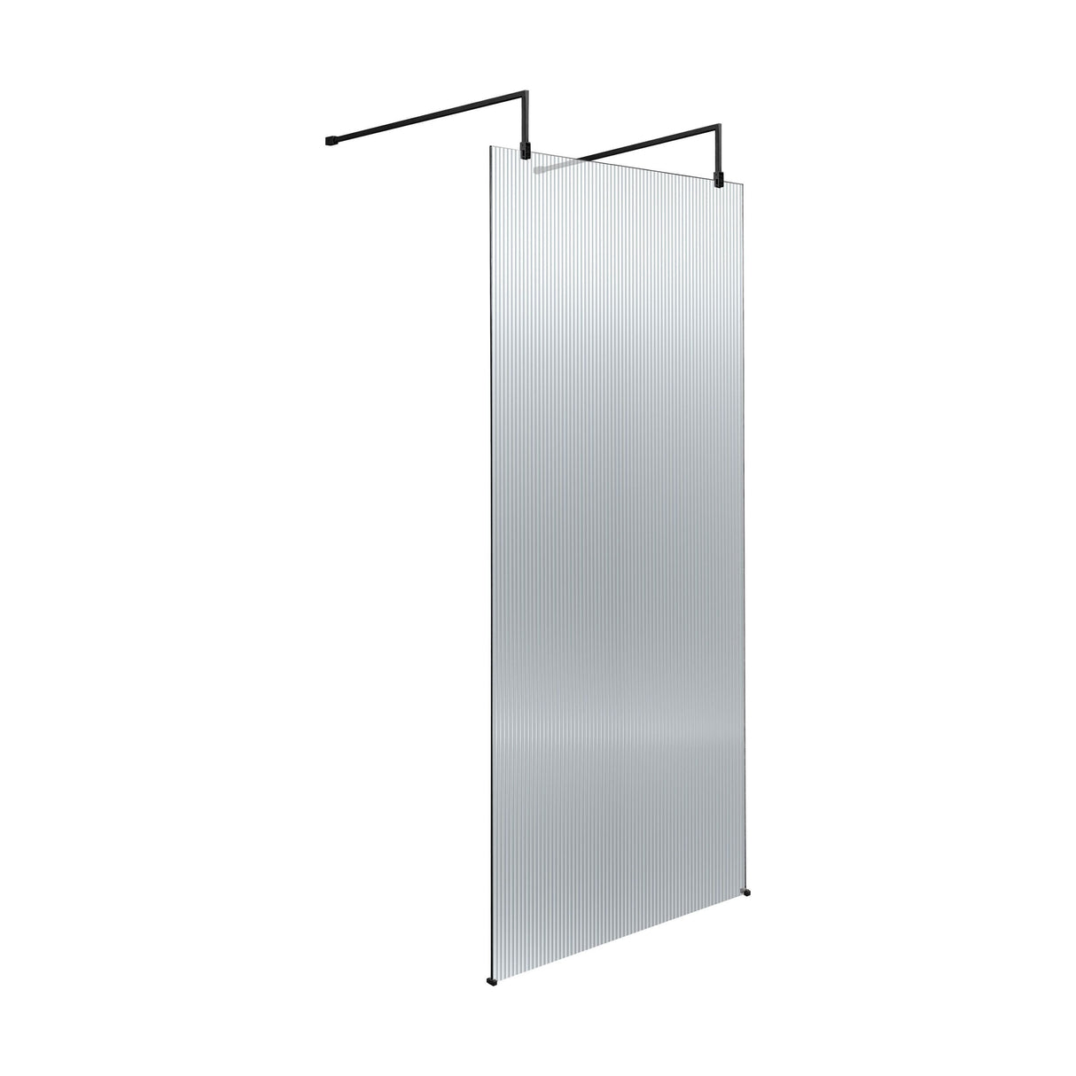 [BEFLAF800MB] Balterley Contemporary Bathroom 8mm Fluted Glass Wetroom Screen with Arms & Feet, 2091 x 770 x 1000mm, Polished Chrome - Cutout
