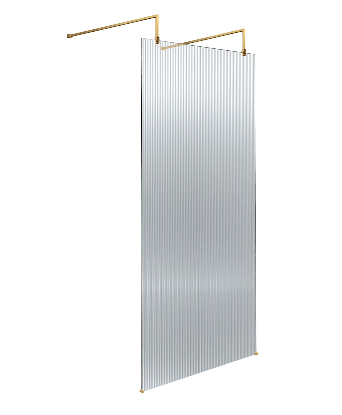 [BEFLAF900BB] Balterley Contemporary 8mm Fluted Glass Wetroom Screen with Arms & Feet, H: 2091mm - Choice of Size and Colour - Cutout