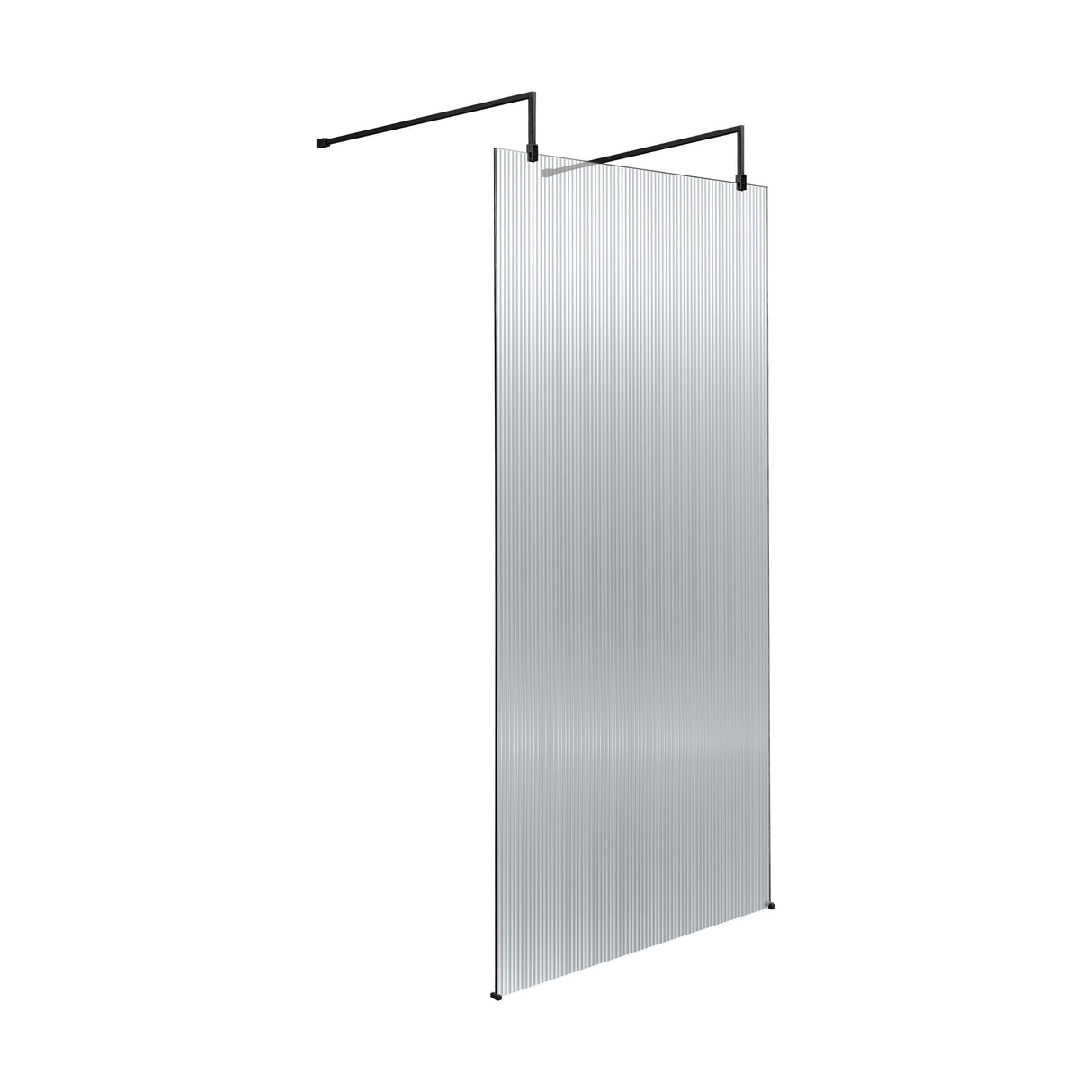 [BEFLAF900MB] Balterley Contemporary Bathroom 8mm Fluted Glass Wetroom Screen with Arms & Feet, 2091 x 770 x 1000mm, Polished Chrome - Cutout