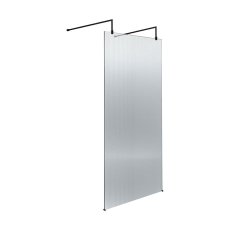 [BEFLAF900MB] Balterley Contemporary Bathroom 8mm Fluted Glass Wetroom Screen with Arms & Feet, 2091 x 770 x 1000mm, Polished Chrome - Cutout