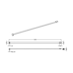 [BEFX080] Wetroom Screen Support Bar - Technical Drawing
