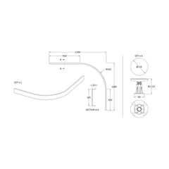 [BELG5W] Shower Tray Leg Set for 700 - 900mm Quadrant Shower Trays, Choice of Colour - Technical Drawing