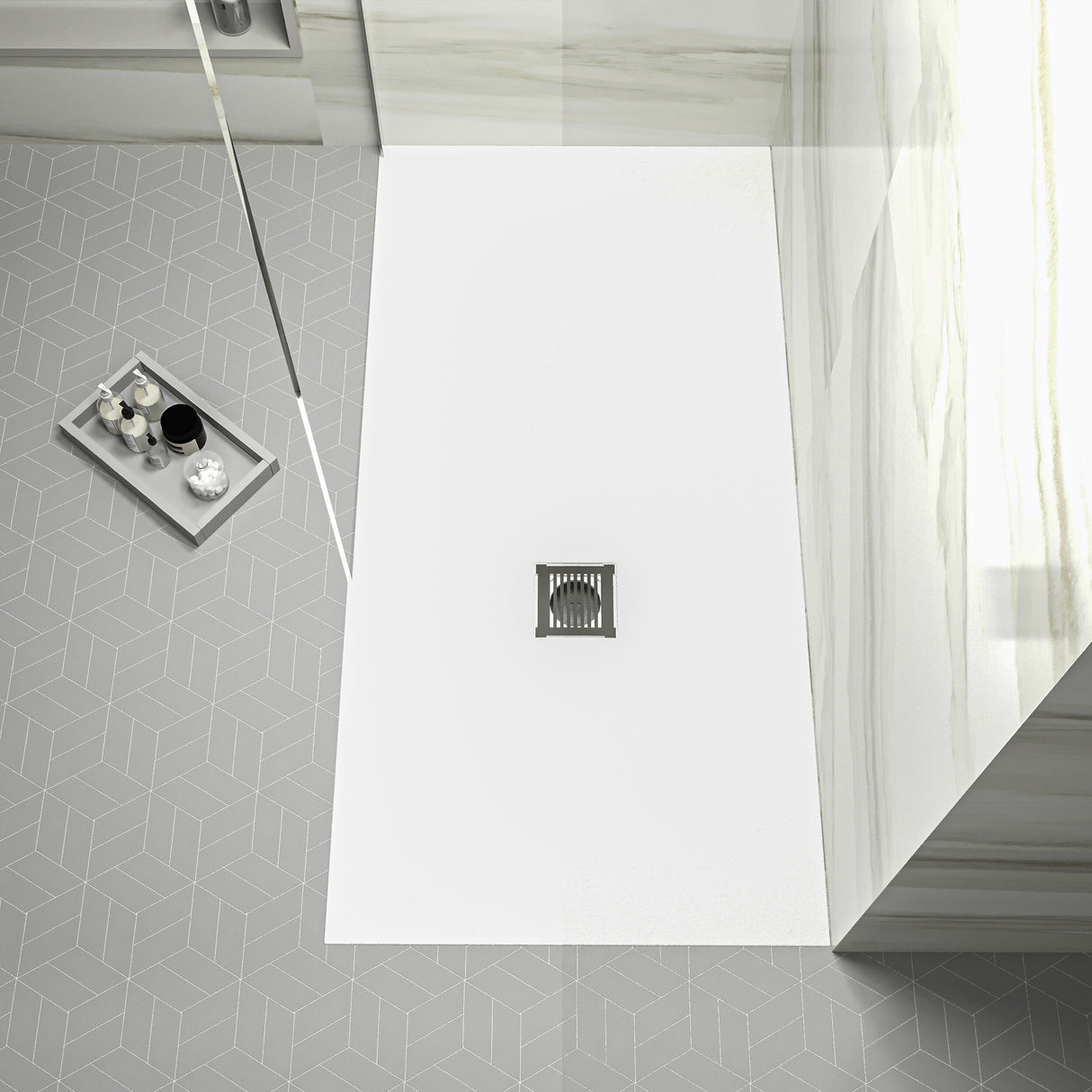 [BELT61053] Balterley Shower Tray Premium Slimline Rectangular - Multiple Sizes and Finishes - Lifestyle 2