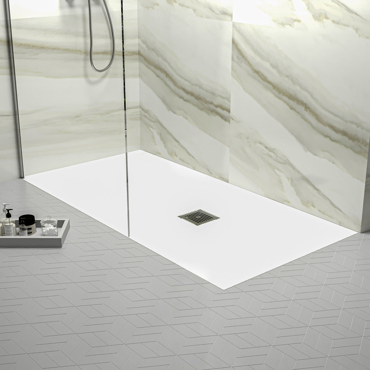 [BELT61054] Balterley Shower Tray Premium Slimline Rectangular - Multiple Sizes and Finishes - Lifestyle 1