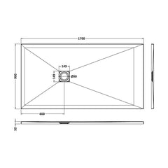 [BELT61064] Balterley Shower Tray Premium Slimline Rectangular - Multiple Sizes and Finishes - Technical Drawing
