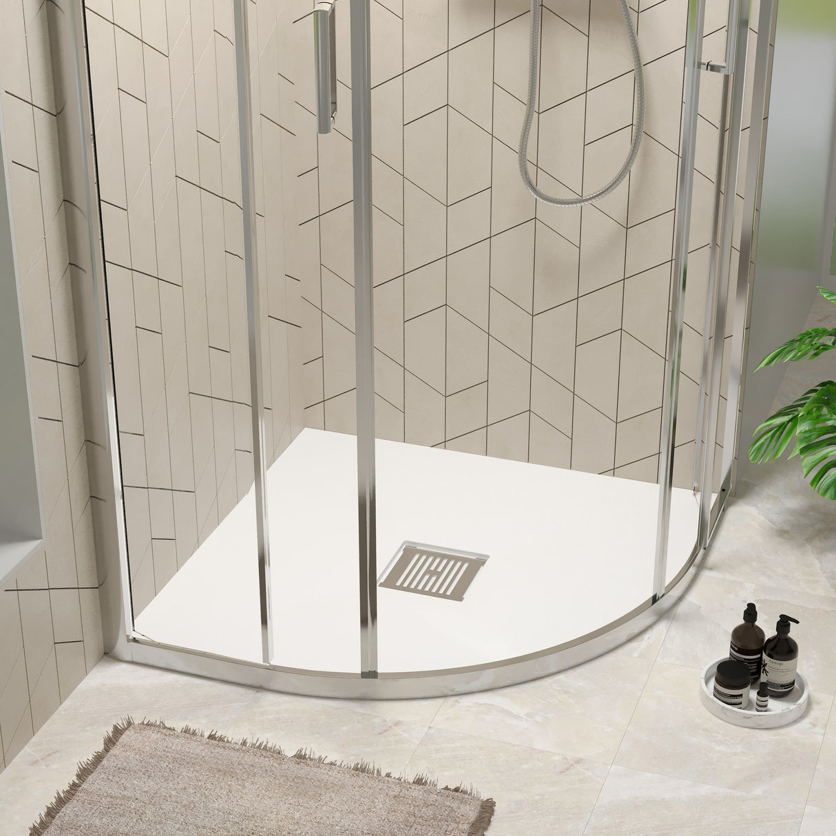 [BELT61105] Balterley Shower Tray Premium Slimline Quadrant - Multiple Sizes and Finishes - Lifestyle 1