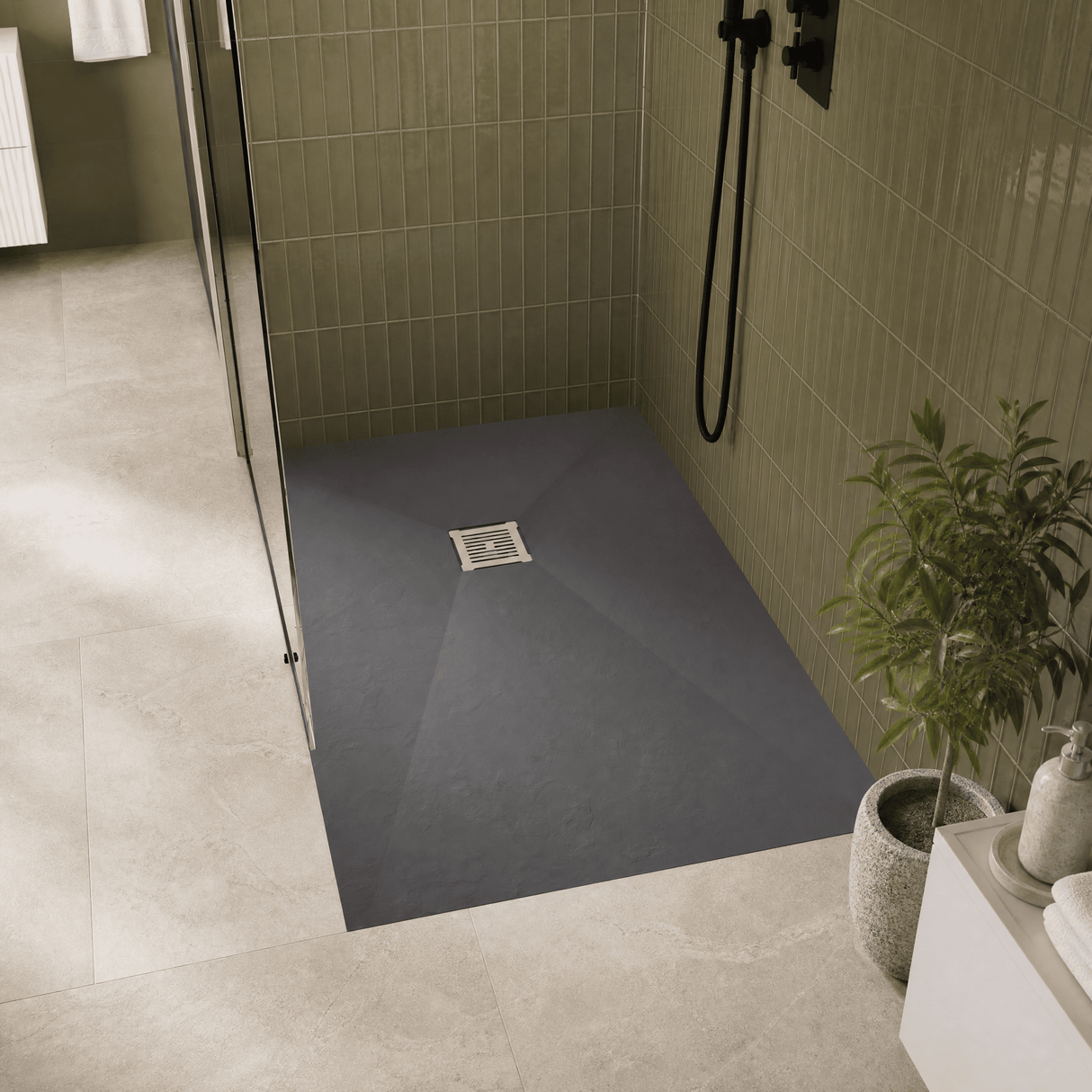 [BELT71063] Balterley Shower Tray Premium Slimline Rectangular - Multiple Sizes and Finishes - Lifestyle 1