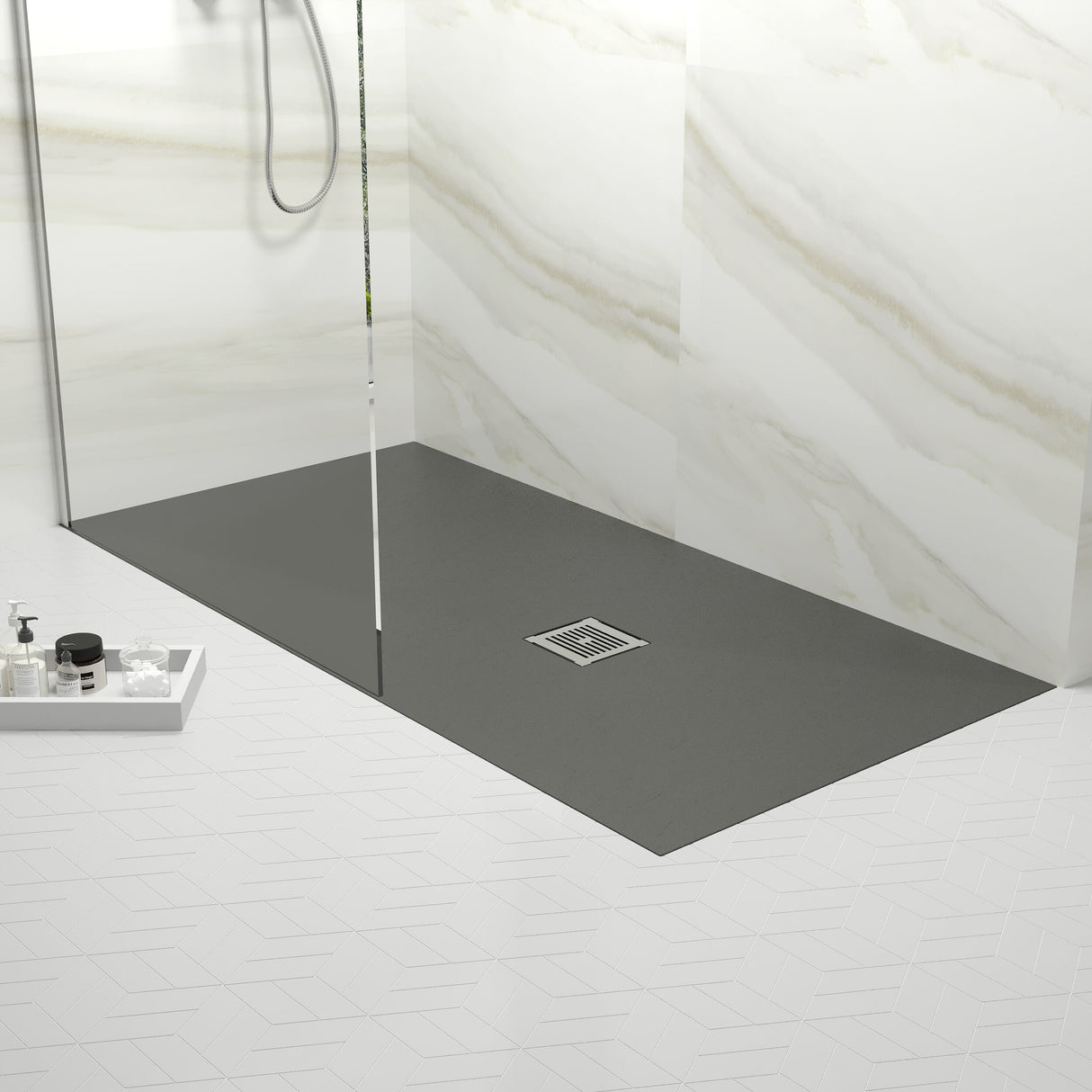 [BELT91053] Balterley Shower Tray Premium Slimline Rectangular - Multiple Sizes and Finishes - Lifestyle 1