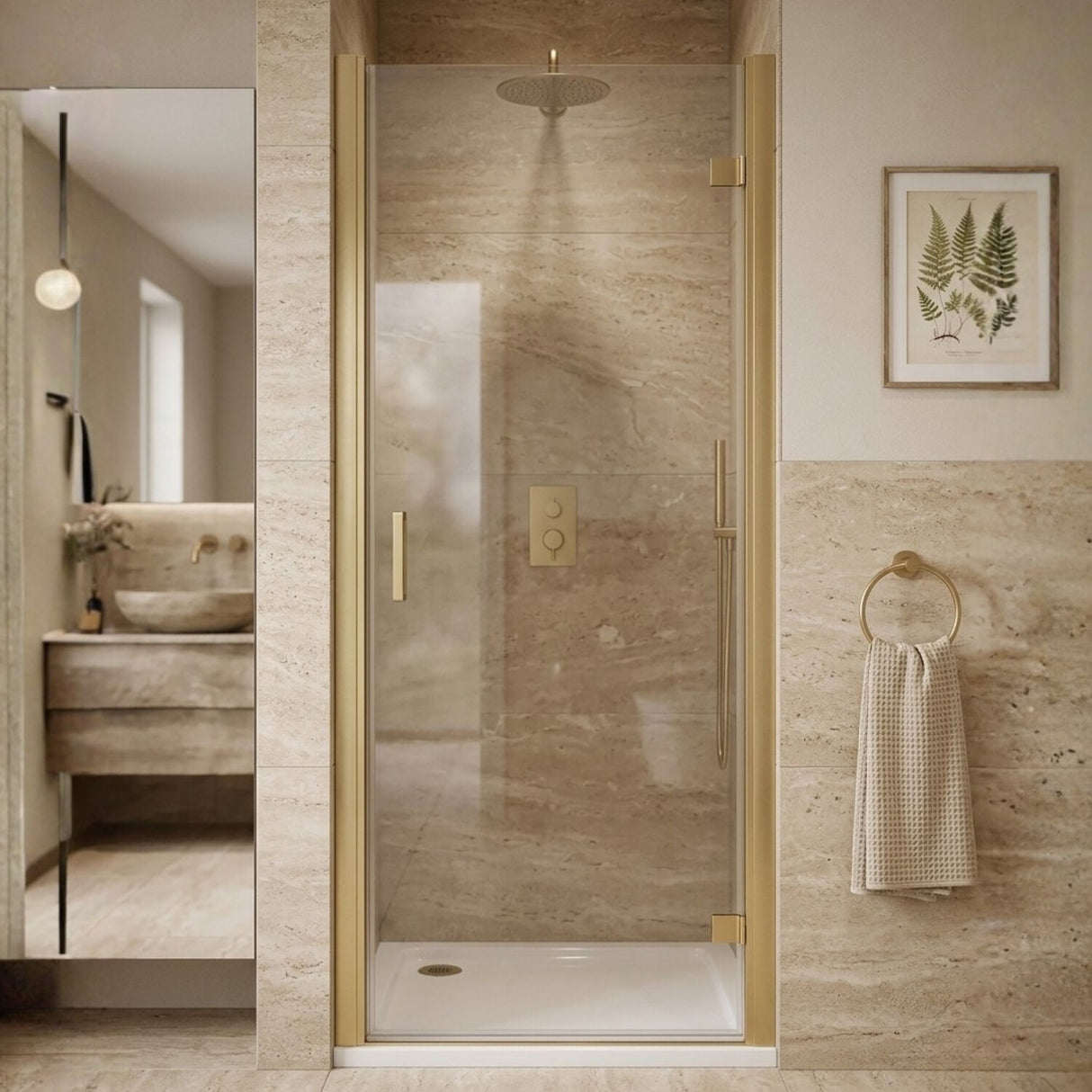 [BELUHD90BB-E8] Ellenhall 8mm Toughened Safety Glass Hinged Shower Door, 1900mm Height - Choice of Size and Finish - Silo