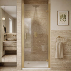 [BELUHD90BB-E8] Ellenhall 8mm Toughened Safety Glass Hinged Shower Door, 1900mm Height - Choice of Size and Finish - Silo