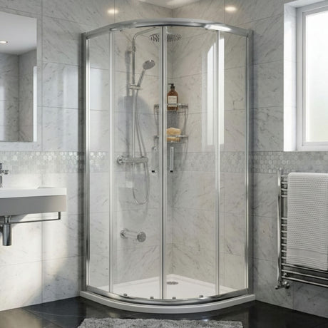 [BELUQ10-E8] Ellenhall 8mm Toughened Safety Glass Quadrant Shower Enclosure, 1900mm Height - Choice of Finish - Silo