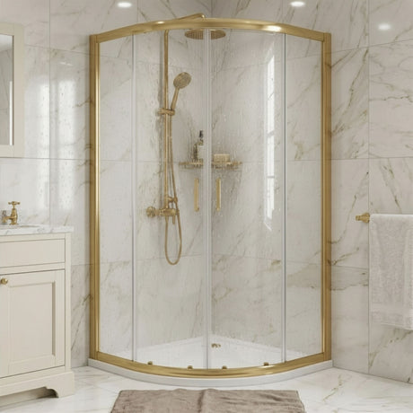 [BELUQ10BB-E8] Ellenhall 8mm Toughened Safety Glass Quadrant Shower Enclosure, 1900mm Height - Choice of Finish - Silo