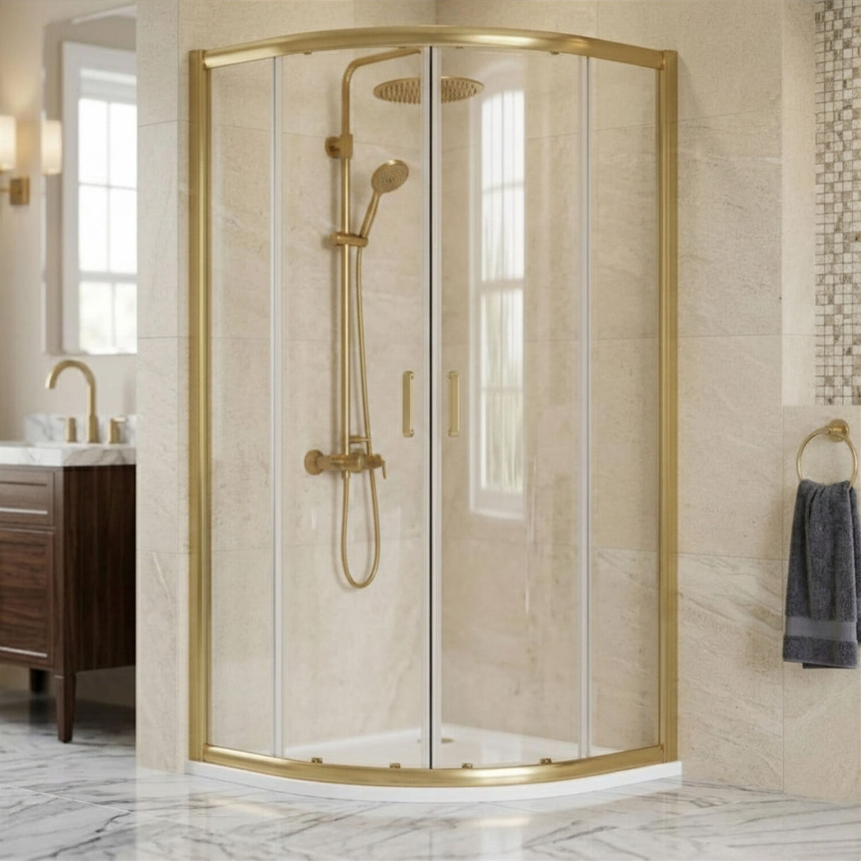 [BELUQ9BB-E8] Ellenhall 8mm Toughened Safety Glass Quadrant Shower Enclosure, 1900mm Height - Choice of Finish - Silo