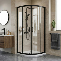 [BELUQ9BP-E8] Ellenhall 8mm Toughened Safety Glass Quadrant Shower Enclosure, 1900mm Height - Choice of Finish - Silo